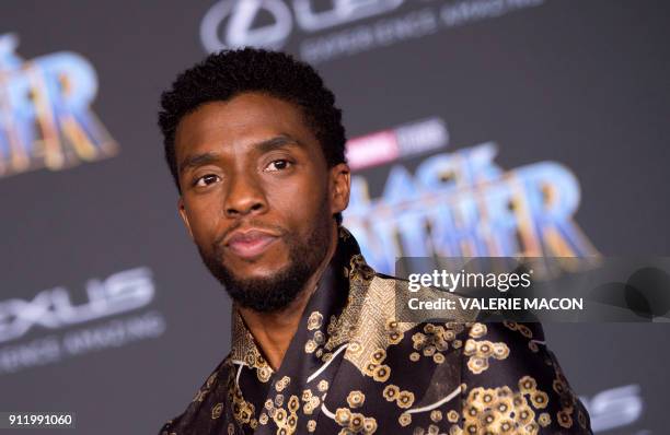 Actor Chadwick Boseman attends the world premiere of Marvel Studios Black Panther, on January 29 in Hollywood, California.