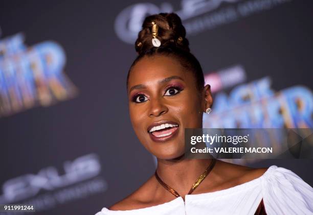 Actress Issa Rae attends the world premiere of Marvel Studios Black Panther, on January 29 in Hollywood, California. / AFP PHOTO / VALERIE MACON