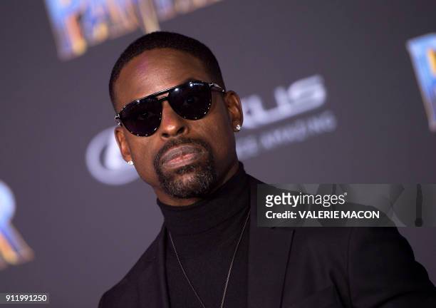 Actor Sterling K. Brown attends the world premiere of Marvel Studios Black Panther, on January 29 in Hollywood, California. / AFP PHOTO / VALERIE...