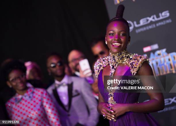 Actress Lupita Nyong'o attends the world premiere of Marvel Studios Black Panther, on January 29 in Hollywood, California. / AFP PHOTO / VALERIE MACON