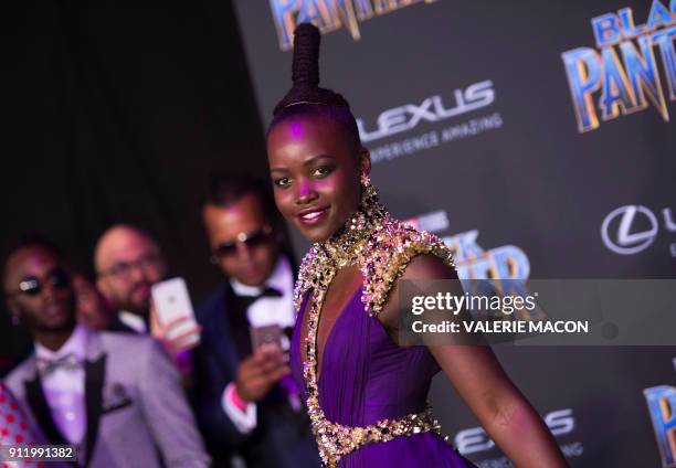 Actress Lupita Nyong'o attends the world premiere of Marvel Studios Black Panther, on January 29 in Hollywood, California. / AFP PHOTO / VALERIE MACON