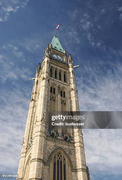 canadian parliament tower in ottawa - buzbuzzer stock pictures, royalty-free photos & images