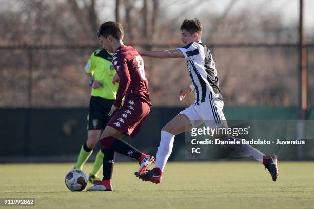 Nicol"u0098 Francofonte during the U17 match between Torino FC and Juventus on January 28, 2018 in Turin, Italy.