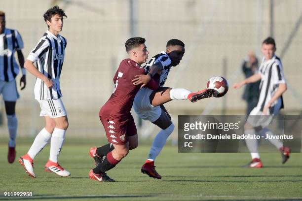 Franco Tongya during the U17 match between Torino FC and Juventus on January 28, 2018 in Turin, Italy.