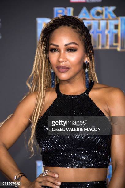 Actress Meagan Good attends the world premiere of Marvel Studios Black Panther, on January 29 in Hollywood, California. / AFP PHOTO / VALERIE MACON