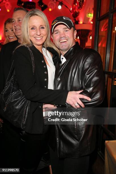 Sven Ottke and his wife Monic Frank during the 20th Lambertz Monday Night 2018 at Alter Wartesaal on January 29, 2018 in Cologne, Germany.