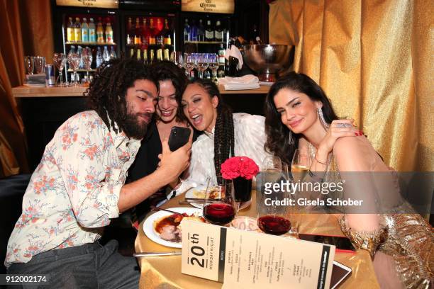 Noah Becker and his girlfriend Taina Moreno, Lilly Becker, Shermine Shahrivar during the 20th Lambertz Monday Night 2018 at Alter Wartesaal on...