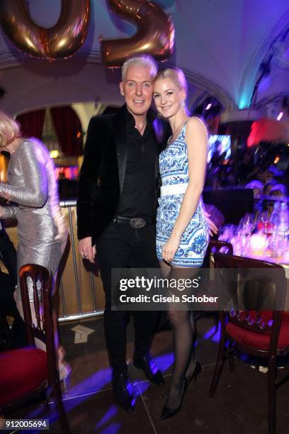 Baxxter, singer of Scooter and his girlfriend Lysann Geller during the 20th Lambertz Monday Night 2018 at Alter Wartesaal on January 29, 2018 in...