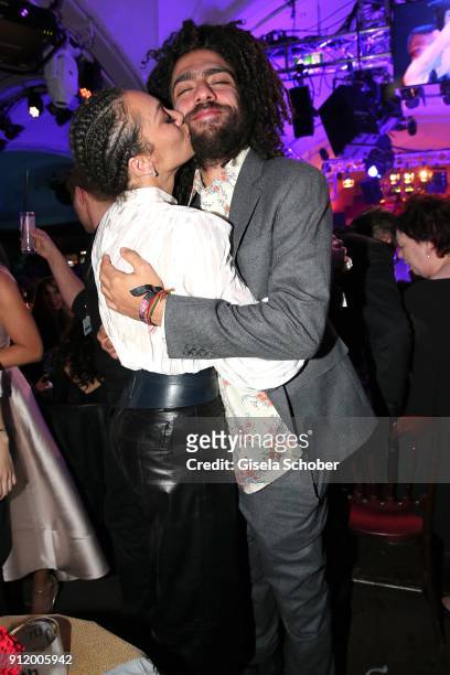 Lilly Becker, wife of Boris Becker and her stepson Noah Becker during the 20th Lambertz Monday Night 2018 at Alter Wartesaal on January 29, 2018 in...