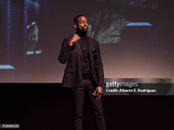Actor Sterling K. Brown at the Los Angeles World Premiere of Marvel Studios' BLACK PANTHER at Dolby Theatre on January 29, 2018 in Hollywood,...