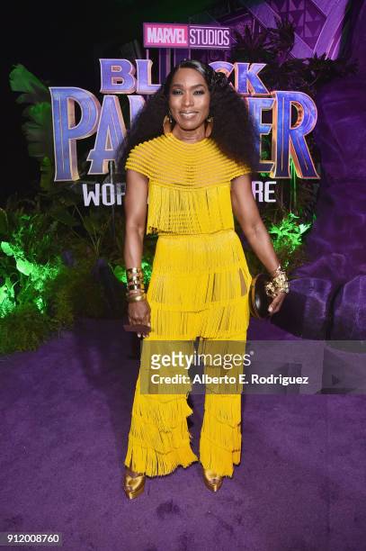 Actor Angela Bassett at the Los Angeles World Premiere of Marvel Studios' BLACK PANTHER at Dolby Theatre on January 29, 2018 in Hollywood, California.