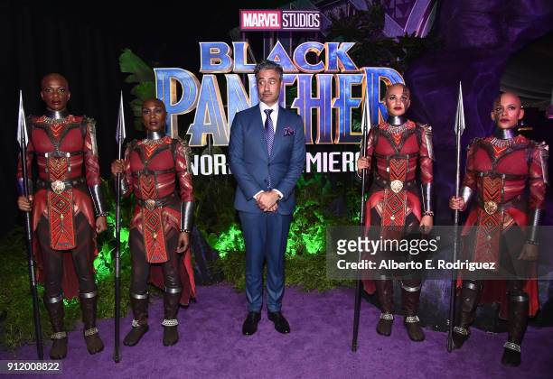 Director Taika Waititi at the Los Angeles World Premiere of Marvel Studios' BLACK PANTHER at Dolby Theatre on January 29, 2018 in Hollywood,...