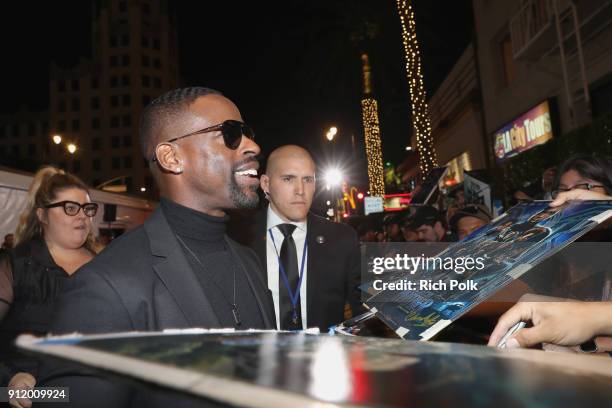 Actor Sterling K. Brown at the Los Angeles World Premiere of Marvel Studios' BLACK PANTHER at Dolby Theatre on January 29, 2018 in Hollywood,...