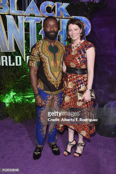 Actor David Oyelowo and Jessica Oyelowo at the Los Angeles World Premiere of Marvel Studios' BLACK PANTHER at Dolby Theatre on January 29, 2018 in...