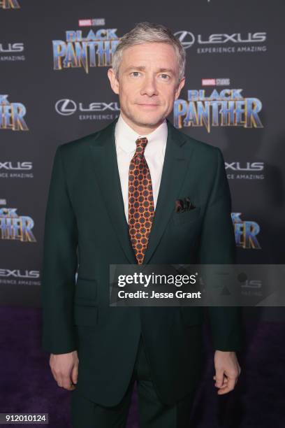 Actor Martin Freeman at the Los Angeles World Premiere of Marvel Studios' BLACK PANTHER at Dolby Theatre on January 29, 2018 in Hollywood, California.