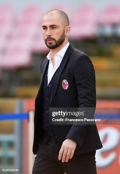 Marco Di Vaio club manager of Bologna FC before the serie A match between SSC Napoli and Bologna FC at Stadio San Paolo on January 28, 2018 in...