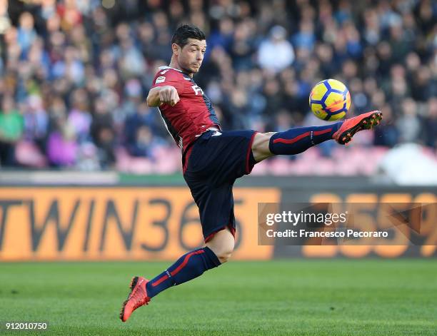 Blerim Dzemaili of Bologna FC in action during the serie A match between SSC Napoli and Bologna FC at Stadio San Paolo on January 28, 2018 in Naples,...