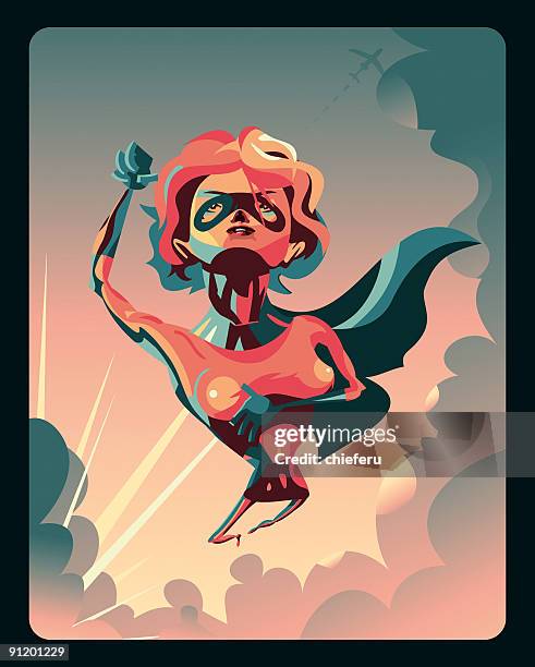 the superheroine - superwoman stock illustrations