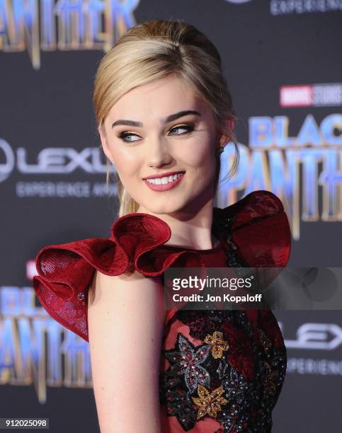 Meg Donnelly attends the Los Angeles Premiere "Black Panther" at Dolby Theatre on January 29, 2018 in Hollywood, California.