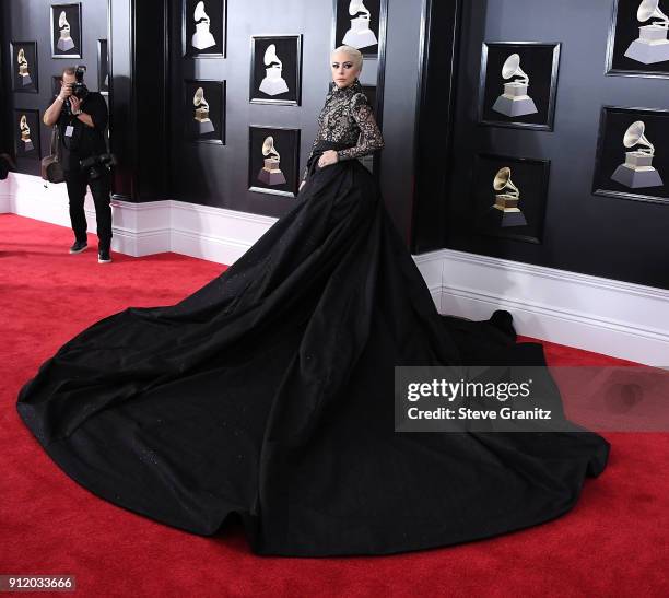 Lady Gaga arrives at the 60th Annual GRAMMY Awards at Madison Square Garden on January 28, 2018 in New York City.