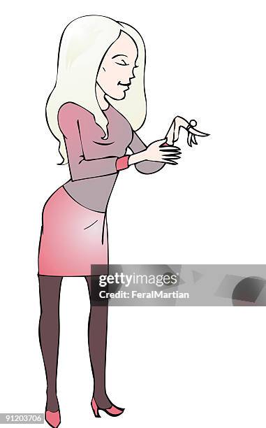 bling commitment - woman wedding ring stock illustrations