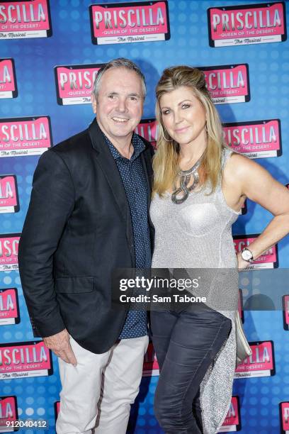 Alan Fletcher and Jennifer Hansen arrive for opening night of Priscilla Queen Of The Desert at Regent Theatre on January 30, 2018 in Melbourne,...