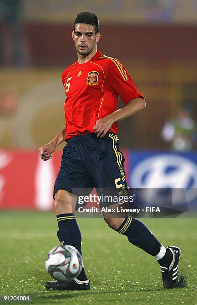 Alberto Botia of Spain during the FIFA U20 World Cup Group B match between Spain and Tahiti at the Al Salam Stadium on September 25, 2009 in Cairo,...
