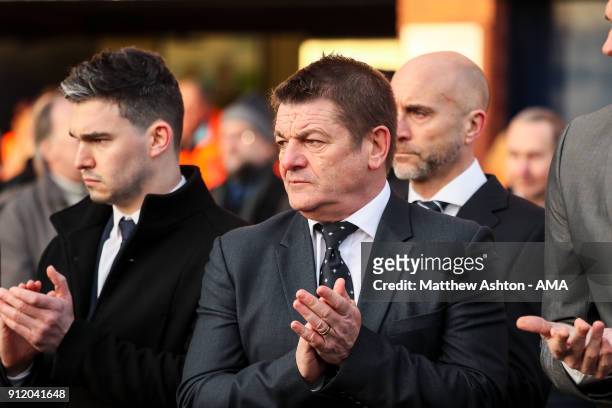John Carver assistant head coach / manager of West Bromwich Albion applauds during the Cyrille Regis Memorial Service at The Hawthorns on January 30,...