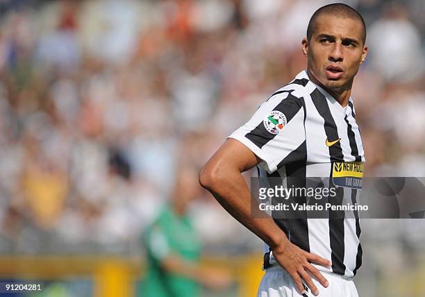 David Trezeguet of Juventus FC looks during the Serie A match between Juventus FC and Bologna FC at Olimpico Stadium on September 27, 2009 in Turin,...