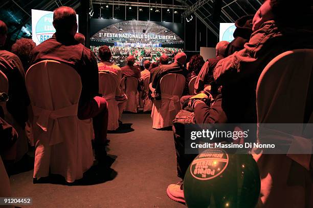 Freedom Party supporters attend at the "Festa Della Liberta": Italian Party Of Freedom Festival on September 26, 2009 in Milan, Italy. Italian Party...