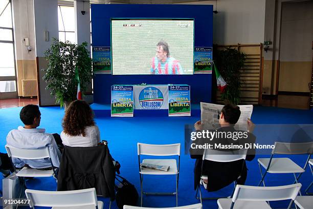 Freedom Party supporters attend at the "Festa Della Liberta": Italian Party Of Freedom Festival on September 27, 2009 in Milan, Italy. Italian Party...