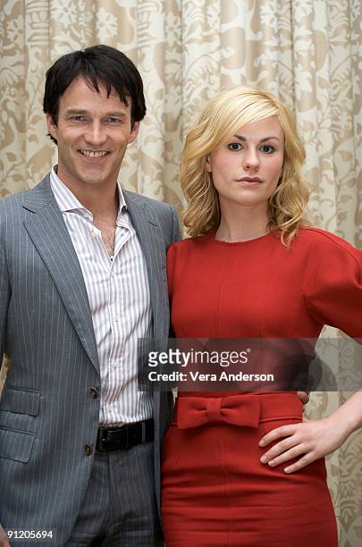 Stephen Moyer and Anna Paquin at the "True Blood" press conference at the Four Seasons Hotel on July 22, 2009 in Beverly Hills, California.