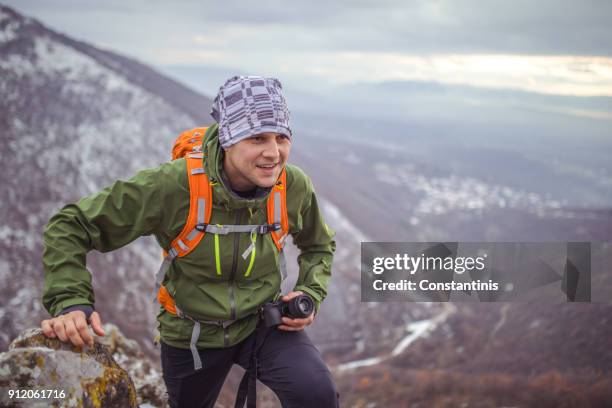 photographer hiker in nature - pioneer photographer of motion stock pictures, royalty-free photos & images