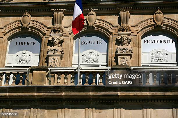 front view of autun's city hall - motto stock pictures, royalty-free photos & images