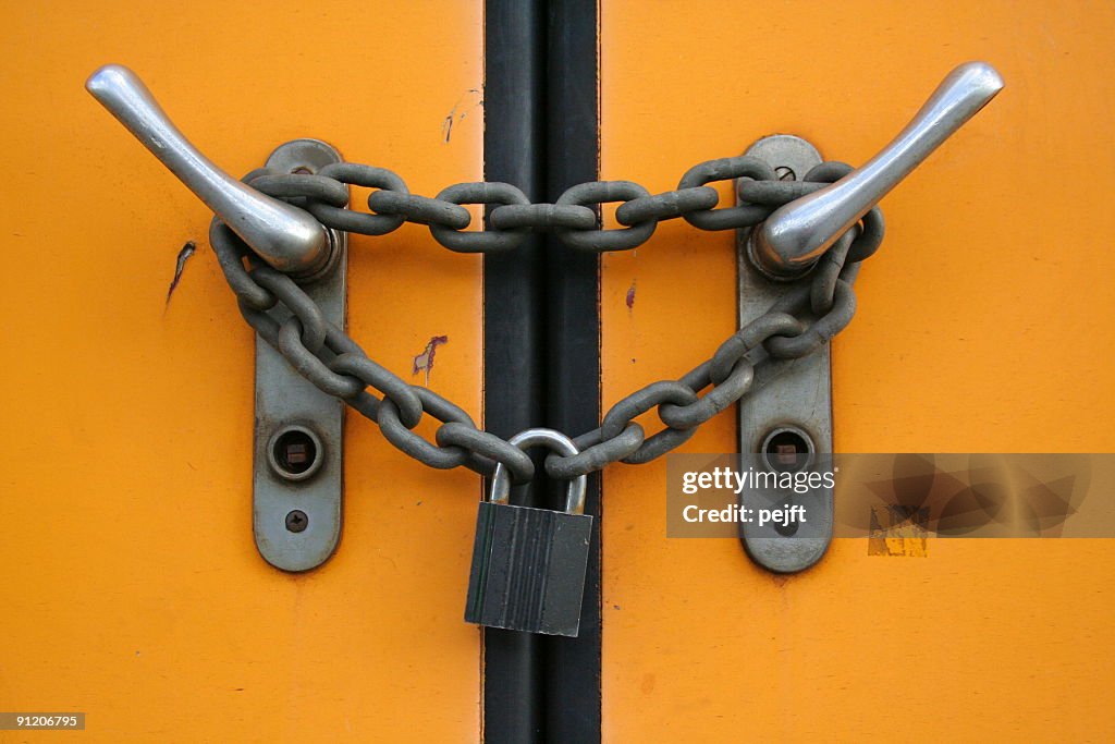 Closed plus locked with chain and padlock