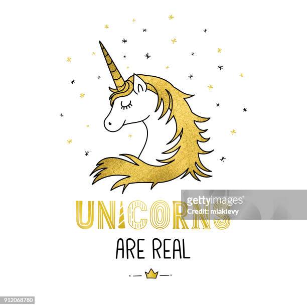 ilustraciones, imágenes clip art, dibujos animados e iconos de stock de golden unicornio - unicorn