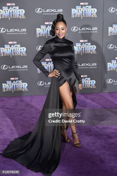 Simone Missick attends the Premiere Of Disney And Marvel's "Black Panther" - Arrivals on January 29, 2018 in Hollywood, California.