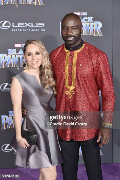 Iva Colter and Mike Colter attend the Premiere Of Disney And Marvel's "Black Panther" - Arrivals on January 29, 2018 in Hollywood, California.