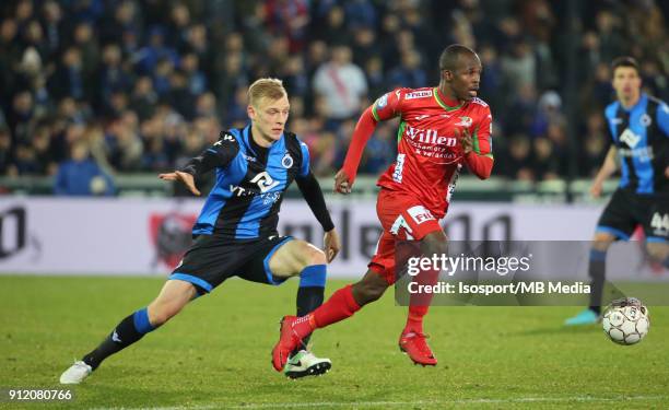 Bruges , Belgium / Club Brugge v Kv Oostende / "nSaulo DECARLI - Andile JALI"nFootball Jupiler Pro League 2017 - 2018 Matchday 23 / "nPicture by...