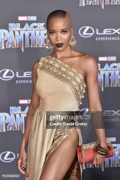 Marija Abney attends the Premiere Of Disney And Marvel's "Black Panther" - Arrivals on January 29, 2018 in Hollywood, California.