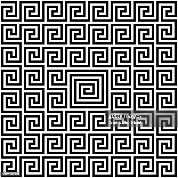vector ancient greek meander maze background. editable stroke. - maze background stock illustrations
