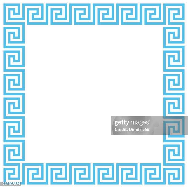 stockillustraties, clipart, cartoons en iconen met vector oudgrieks meander patroon frame. bewerkbare beroerte. - klassiek grieks