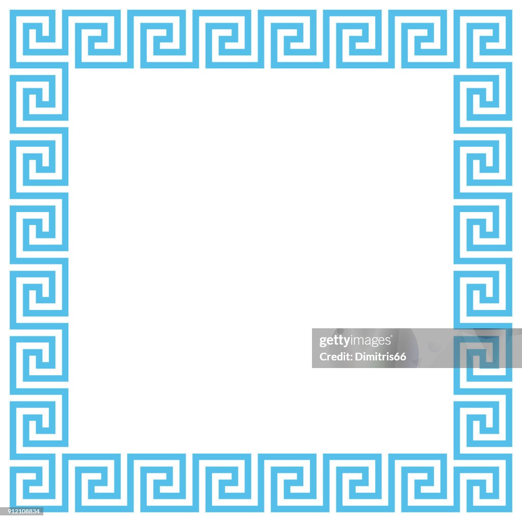 Vector Ancient Greek meander pattern frame. Editable stroke.
