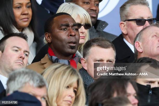 Andy Cole former player sits behind current Coventy City head coach / manager Mark Robins during the Cyrille Regis Memorial Service at The Hawthorns...