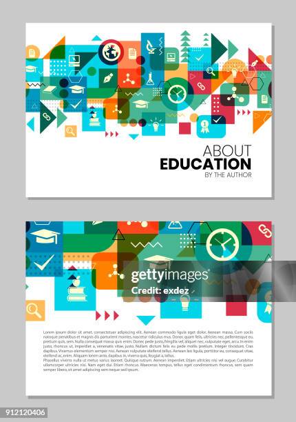 ilustraciones, imágenes clip art, dibujos animados e iconos de stock de diseño de la página de educación - education technology