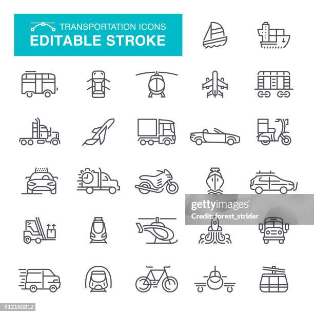 bildbanksillustrationer, clip art samt tecknat material och ikoner med transport ikoner redigerbara stroke - car outline