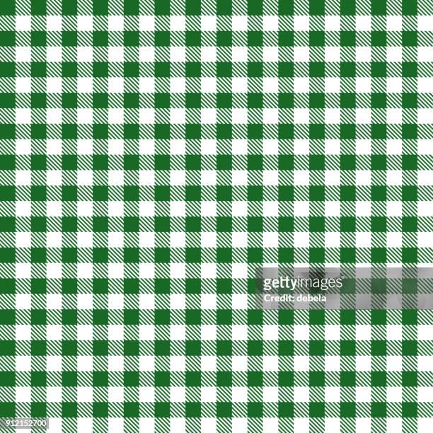 green gingham cloth fabric pattern - gingham stock illustrations