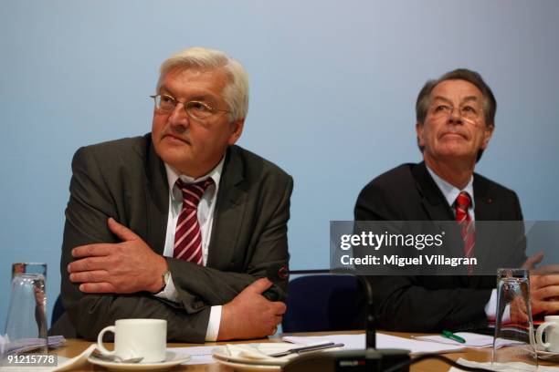 German Foreign Minister and the Social Democrats party main candidate Frank-Walter Steinmeier and the chairman of the Social Democratic Party Franz...