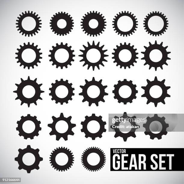 ilustraciones, imágenes clip art, dibujos animados e iconos de stock de vector conjunto de icono de engranajes - herramientas profesionales