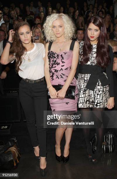 Alice Dellal, Portia Freeman and Peaches Geldof attend the Dolce & Gabbana show as part of Milan Womenswear Fashion Week Spring/Summer 2010 on...